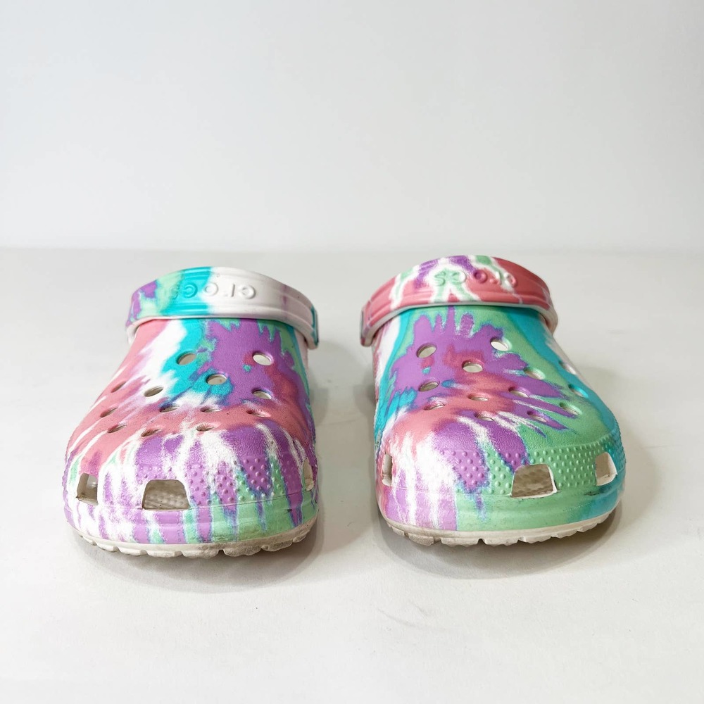 Crocs white pink purple blue multicolored tie dye Mens 7 Womens 9 - Picture 2 of 6